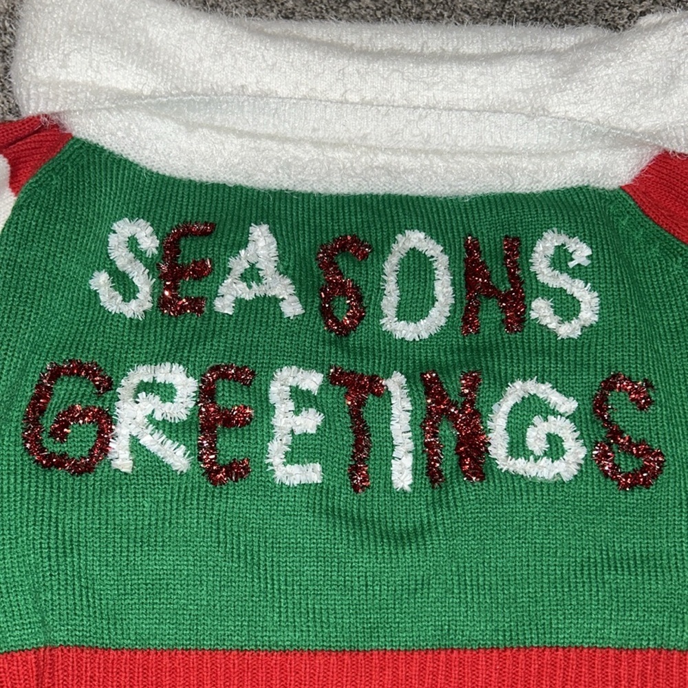 Derek Heart Seasons Greetings Christmas Sweater, Green, White, Red, Large - Picture 5 of 5